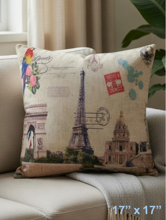 EIFFEL TOWER PRINT CUSHION & FILLER